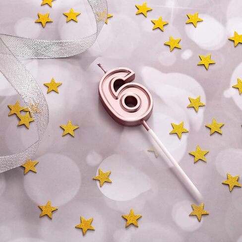 6th Birthday Cake Decorations Set Include 6th Birthday Candles Numeral 6 Cake Candles and Happy 6th Birthday Cake Toppers with Heart Star Cupcake Picks for Birthday Party (Gold Series) in Saudi Arabia