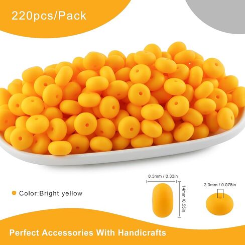 220pcs حبات السيليكون abacus ، حبات السيليكون العدس 14 ملم لصنع سلسلة المفاتيح ، الأقلام وملحقات DIY الحرفية （متعددة الألوان）） in Kuwait