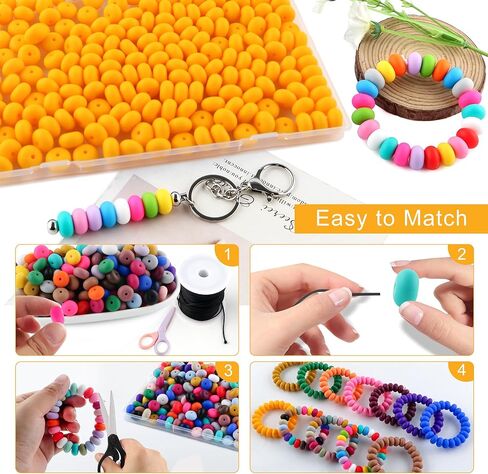 220pcs حبات السيليكون abacus ، حبات السيليكون العدس 14 ملم لصنع سلسلة المفاتيح ، الأقلام وملحقات DIY الحرفية （متعددة الألوان）） in Kuwait