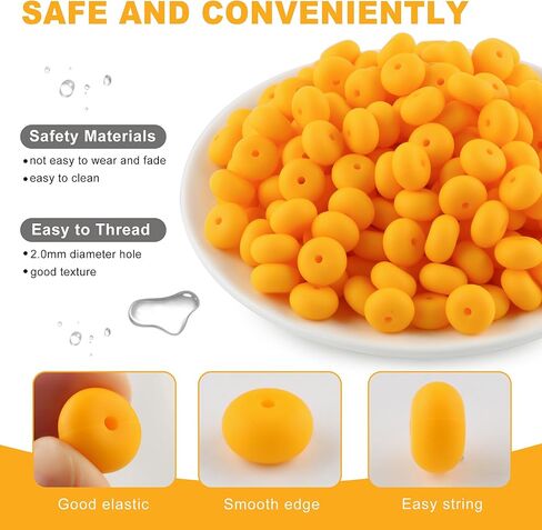 220pcs حبات السيليكون abacus ، حبات السيليكون العدس 14 ملم لصنع سلسلة المفاتيح ، الأقلام وملحقات DIY الحرفية （متعددة الألوان）） in Kuwait