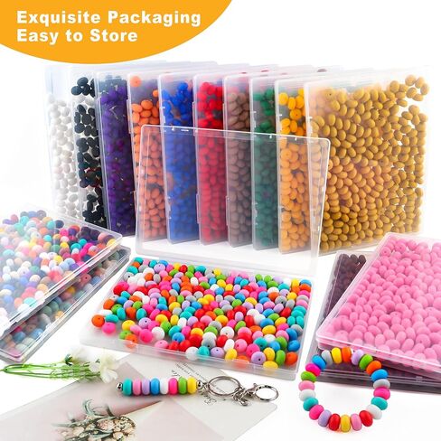 220pcs حبات السيليكون abacus ، حبات السيليكون العدس 14 ملم لصنع سلسلة المفاتيح ، الأقلام وملحقات DIY الحرفية （متعددة الألوان）） in Kuwait
