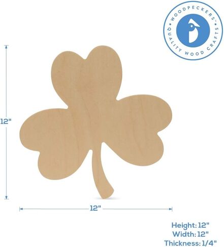 St Patricks Day Decorations, Unfinished Wood Shamrock Cutout, 16 Inches, Wooden Clover Décor, Pack of 1, by Woodpeckers in Saudi Arabia