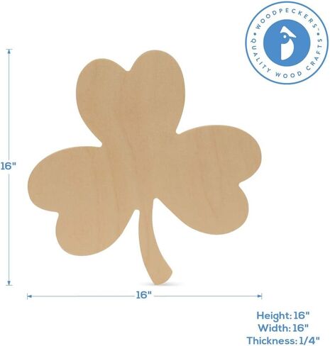 St Patricks Day Decorations, Unfinished Wood Shamrock Cutout, 16 Inches, Wooden Clover Décor, Pack of 1, by Woodpeckers in Saudi Arabia