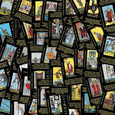 Smoostart Black Tarot Cards for Beginners with Meanings on Them, Surface Laser Cards Holographic Tarot Cards with Guide Book, Tarot Cards Deck with Keywords in Saudi Arabia