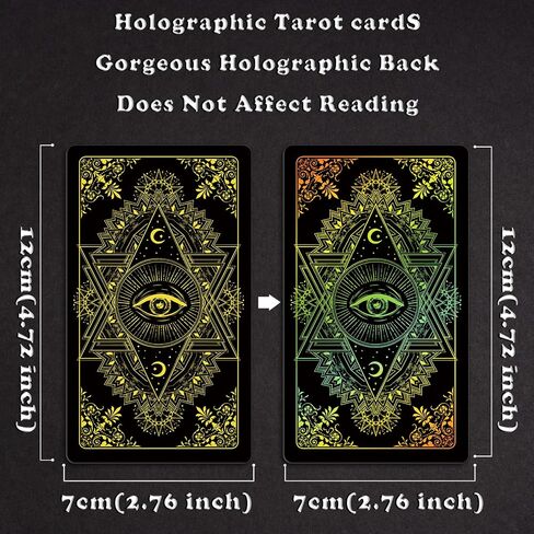 Smoostart Black Tarot Cards for Beginners with Meanings on Them, Surface Laser Cards Holographic Tarot Cards with Guide Book, Tarot Cards Deck with Keywords in Saudi Arabia