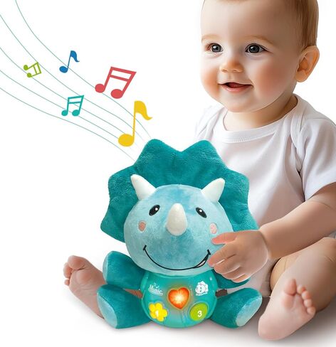 iPlay, iLearn Baby Dinosaur Musical Toys, Newborn Boys Gift, Soft Dino Plush Stuffed Animal, Infant Light Music Time, 1st Easter Basket Shower Stuffers for 0 1 2 3 6 9 12 18 Month 1-3 Yrs Toddler Girl in Kuwait
