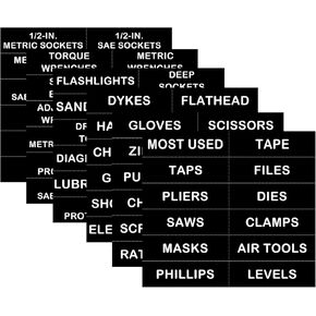 Tool Box Organization Magnetic Labels,Tool Chest Organizer Labels with Strong Magnets,Easy to Read Printing - Fits All Brands of Steel Tool Box Drawers (72 Pcs, 4 x 1 Inches)