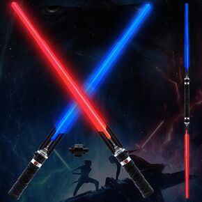 Light Up Saber for Kids 2-in-1 Dual Light Sword with FX Sound, Expandable Light Swords Set for Halloween Dress Up Parties Gifts for Children's
