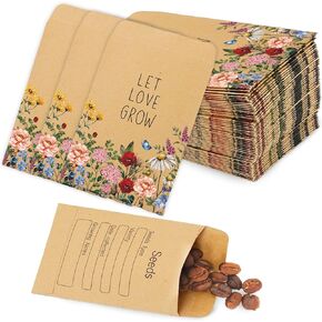 100pcs حزم البذور البرية تدع الحب تنمو ذاتيا كرافت مظاريف جيوب تخزين بذور الأزهار الريفية لصالح الحفل