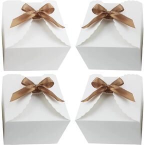 KUPOO Brown Gift Boxes 20PCS Small Premium Kraft Gift Box with Lid for Present,Cupcake Box, Bridesmaid Proposal Box, Gift Box for Birthday,Wedding, Groomsmen Proposal (4.72"X4.72"X3.54", White)
