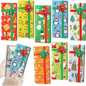 WorldBazaar 24 Pack Christmas Gift Card Holder Boxes for Cash Money Gift Card Holiday Gift Boxes with Bows Stickers Gift Card Wrap Boxes Christmas Holiday Party Favors