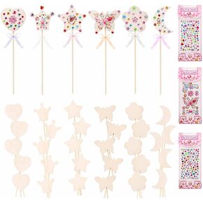 Frcctre 36 قطعة أميرة Fairy Wands Kit Make Your Princess Wand Diy Art Craft Wand Magical Craft تشمل 36 جهازًا 6 أجهزة كمبيوتر