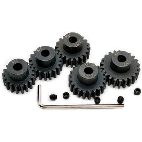 Hardened Steel M1 Pinion Gear Sets 18T 19T 20T 21T 22T 5mm Shaft Motor Gears with Hex Key for 1/8 1/10 RC Brushless Brush Motor