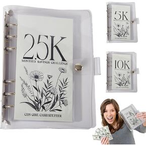 12-Month Envelopes Money Saving Challenge Binder, Budget Binder with Cash Envelopes,12 Month Savings Challenge, Money Saving Binder, Money Savings Challenges Book to Save 2.5K/5K/10K Dollars(10K)
