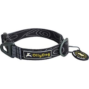 OllyDog Flagstaff Collar, Webbing Dog Collar with Side-Release Buckle, Lightweight Training Collar for Large, Medium and Small Dogs (Medium, Raven Bark)
