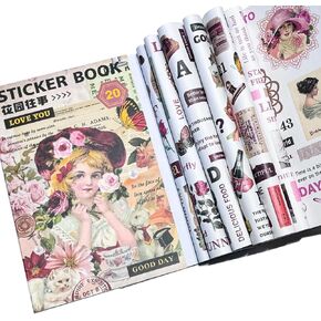 Junk Journal Stickers for Scrapbooking, 20 Pages Over 200 Stickers Retro Flower Butterfly Nature Poem Stamp Letter Decorative Stickers DIY Crafts Album Phone Cases Laptops Notebook (South Garden)