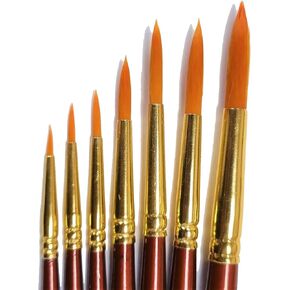 Painting Brushes Set of 7 Professional Round Tip Synthetic Hair Artist Paint Brush for Acrylic/Watercolor/Oil Painting