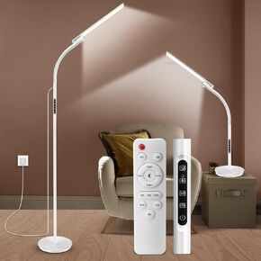 LED Floor Lamp, Floor Lamps for Living Room with Night Light & 5 Colors & 5 Brightness, Adjustable Gooseneck Floor Reading Lamp with Remote & Touch Control, Tall Standing Floor Lamp for Bedroom Office