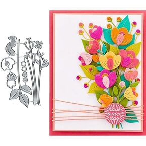Suds&WH Flower Leaf Metal Die Cuts,Spring Flower Leaf Cutting Dies Cut Stencils for DIY Invitation Card Scrapbooking Album Decorative Embossing Paper Dies Card Making, silver, Suds&WH-001