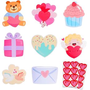 Uptotop 40 Pack Valentine's Day Greeting Cards for Classmates, Valentines Cards Set with Cute Bookmarks, Temporary Tattoos, Stickers and Envelopes for Classmate, Teachers, 8 Different Designs
