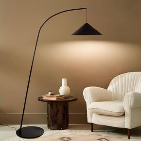 Brightech Devin - Tall Arc Floor Lamp for Living Room, Bedroom, Office – Bright, Dimmable LED Reading Light with Modern Design and Lamp Shade - Sleek Style Matches Industrial and Other Décor - Black