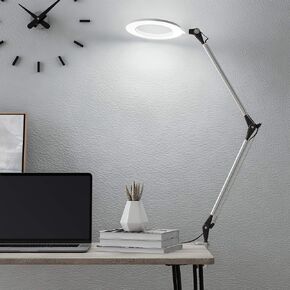 Lavish Home Swing Arm Architect Task Lamp with Clamp, LED Ring Light-Stepless Dimming-High CRI 95-Eye Friendly Light for Reading, Drafting & Office