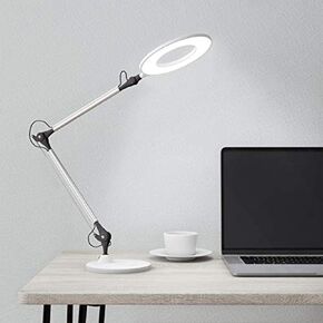 Lavish Home Swing Arm Architect Task Lamp with Clamp, LED Ring Light-Stepless Dimming-High CRI 95-Eye Friendly Light for Reading, Drafting & Office
