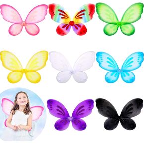 XunYee 8 Pcs Halloween Fairy Wings Dress up Butterfly Wings Halloween Fairy Princess Custom for Kids Girl Women Adult Princess Birthday Party, 8 Colors, 22.4 x 18.5 Inch(Colorful)