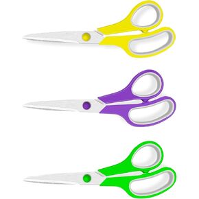 Scissors, 8.5" Scissors All Purpose Comfort Grip Stainless Steel Sharp Scissors for Office School Home Supplies, Right/Left Handed, (6 pack)