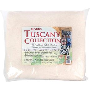 Hobbs Bonded Fibers Hobbs Tuscany Cotton Wool Blend Batting, Natural