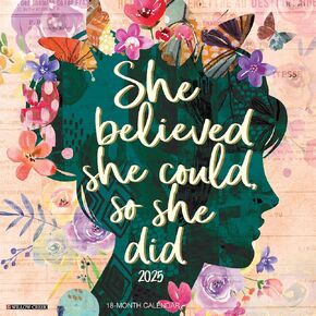 Willow Creek Press She Believed She Could, So She Did Monthly 2025 Wall Calendar (12" x 12")