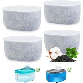 4 Pack Replacement Filters, 71oz/2L Pet Water Fountain, Super Quiet Cat Water Dispenser