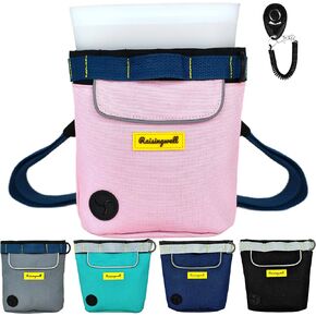 aisingwell Dog Treat Pouch for Pet Walking and Training with Clicker 2 Cup Silicone Bag Small Fanny Pack Holder for Puppy Snack Dispenser Kit for Leash and Outdoor Use (Black)