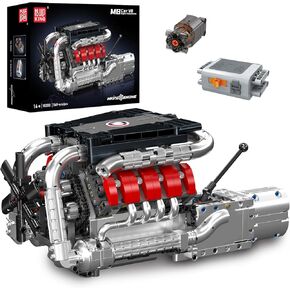 Mould King 10203 V8 Engine Building Blocks Sets, V8 Engine Model kit That Run, Build Your Own STEM Model Engine, Physical Science Experiment Model, Best STEM Toy Gifts for Kids/Adult(1169+PCS)
