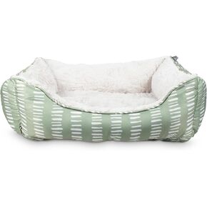 Fringe Studio "Painted Dash Cool Olive Medium Strengular Cuddler Pet Bed 25" × 21 " - بولي مملوءة بفراء فو - آلة قابلة للغسل