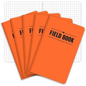 Field Notebook/Pocket Journal - 3.5"x5.5" - Orange - Graph Memo Book - Pack of 5