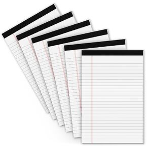 Legal Pads 5x8 Small Note Pads 5x8 Notepads for Work, 6 Pack Writing Pads 5x8 College Ruled Lined Paper Pads, Micro Perforated Decent 80 GSM 5x8 In Legal Note Pad Narrow Ruled, 30 Sheet per Notepad