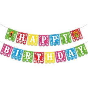 Pre-strung Taco Birthday Party Decorations, with 1pcs Fiesta Happy Birthday Banner, 8pcs Cinco De Mayo Hanging Swirls, Mexican Birthday Party Decorations, Fiesta Birthday Party Decorations