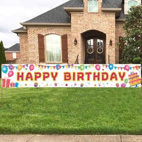 Large Happy Birthday Banner 118"x20" - Indoor & Outdoor Happy Birthday Decorations, Yard Sign for Celebrating Birthday
