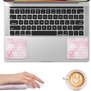 Ergonomic Keyboard Wrist Rests for Laptop: Comfortable Memory Foam Laptop Wrist Pads - Non-Slip Rubber Base for Easy Typing Pain Relief-Pink (Pink)