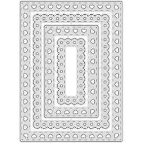 Silver Rectangle Die Cut Metal Nested Rectangle Frame Cutting Dies Layered Stencils Background Embossing Tool for Card Making DIY Crafting Scrapbooking Decor Die-Cutting and Embossing