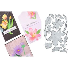 LZBRDY Hill Flowers Embossing Metal Cutting Dies for Scrapbooking and Card Making, Birthday Thanksgiving Christmas Craft Die Cuts Stencil