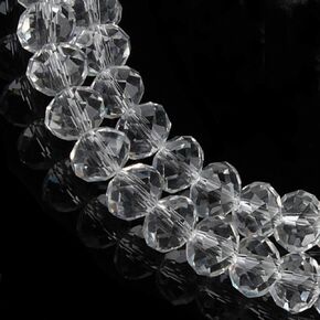 12MM Clear Glass Crystal Beads Faceted Rondelle Shape Beads for Jewelry DIY or Making & Design (12MM, GB-1007)