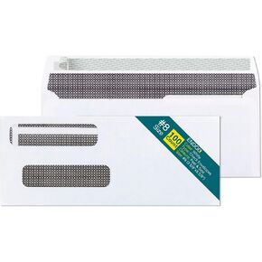 EnDoc #8 Double Window Envelopes Self Seal - Security Check Envelopes - 100 Count - 8 5/8 x 3 9/16 Inches - Designed for QuickBooks Checks, Computer Printed Checks - Privacy Tinted Business Envelopes