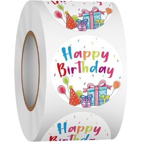 Heyfibro 500 PCS 1.5 Inch Happy Birthday Sticker for Party, Gift Packing, Envelope Sealing, Baby Shower(Text)