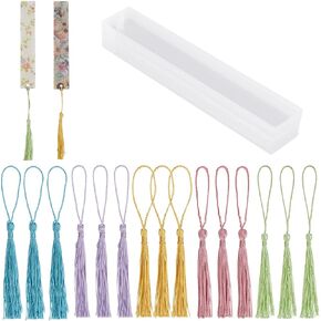 1 Box 20Pcs 6 x 1 Inch Transparent Acrylic Bookmark Blanks Clear Acrylic Bookmarks with Colorful Tassels Hanging Gift Tags Book Marks Making Kits for DIY Bookmarks Crafts Christmas Projects