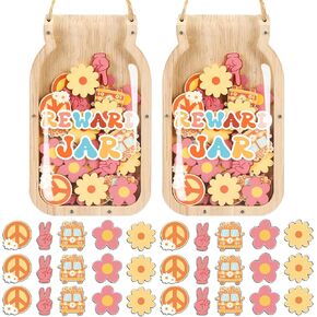122pcs Groovy Reward Jar for Kids, Potty Training Behavior Training Reward Chart and Chore Chart Behavior Reward Jar for Boys Girls Toddlers Classroom Back to School Motivate Responsibility