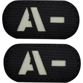 Glow Dark Blood Type O- Negative NEG Tactical Patches Appliques, Hook and Loop Fastener Backing Emblem Military Badges for Outdoors