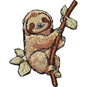 Sloth Iron On Patch - Embroidered Cute Sloth Animal Girls Boys Kids Children Applique Appliques Iron On Sew On Patches for Holes, Clothing, Jeans, Hat, Backpacks, Clothes (3")