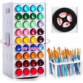Zilamgoo Acrylic Paint Organizer 72 ثقوبًا منظمًا منظمًا للطلاء وفرشاة الطلاء 2 أوقية رف تخزين الطلاء أكريليك 360 درجة من منظم تخزين الطلاء الحرفي لبرميل التفاح برميل